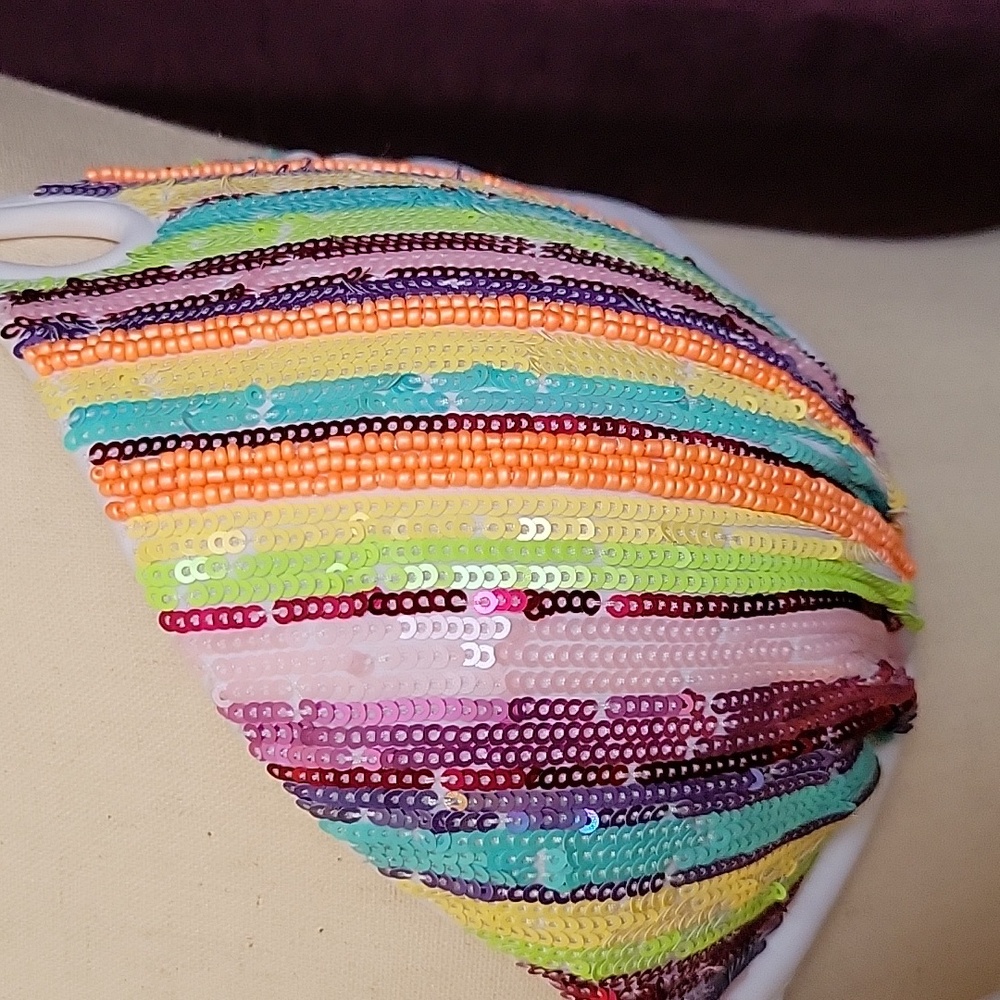 Victoria's Secret sexy sequined rainbow  push up bikini top 34d - Picture 2 of 6